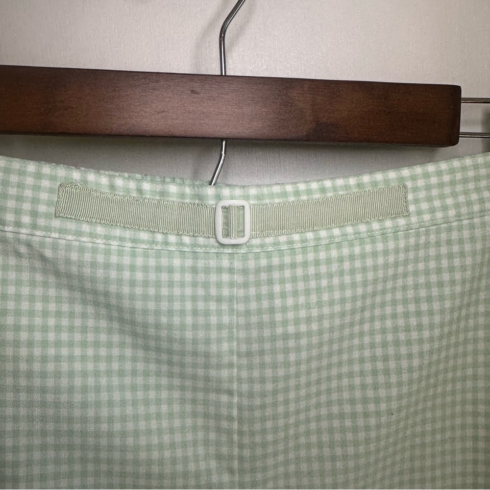 Cottagecore Wide Leg Gingham Capris. Size: 12. Green and White. - Picture 2 of 6